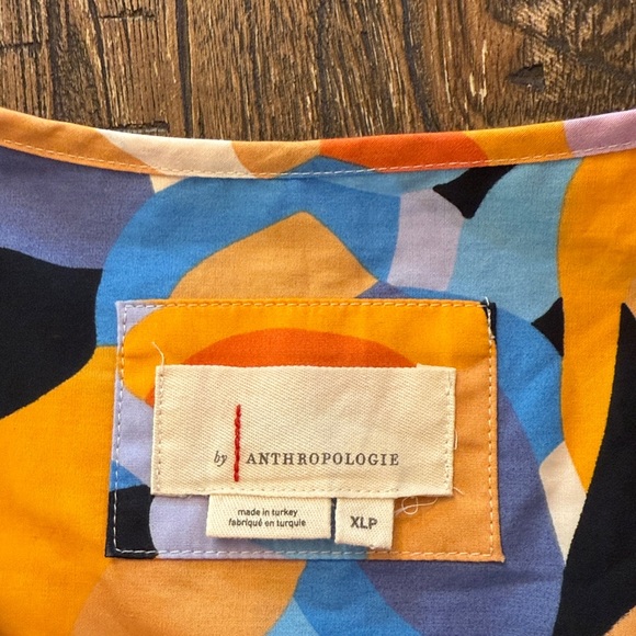 Anthropologie Somerset Tiered Maxi Dress Abstract Orange Print Women’s XLP - Picture 9 of 11